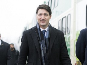 Prime Minister Justin Trudeau at the Maple, Ont., GO Station making a funding announcement and taking questions from the media on Thursday, Feb. 7, 2019.