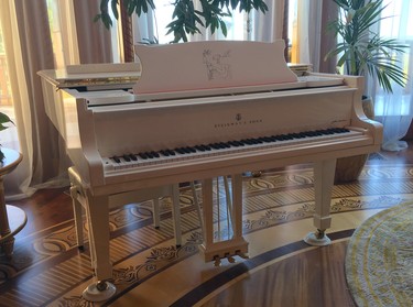 A rare Steinway Imagine Series Limited Edition piano on display inside the lavish mansion where former Ukrainian president Viktor Yanukovych lived with his mistress until his ouster in 2014. (Chris Doucette/Toronto Sun/Postmedia Network)