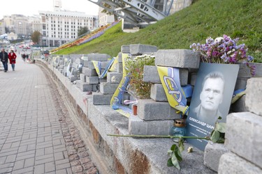Photos and stories of the Heavenly Hundred heroes killed during Ukraine's 2014 revolution line the street near Kyiv's Maidan (square). (Chris Doucette/Toronto Sun/Postmedia Network)