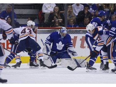 Toronto Maple Leafs Frederik Andersen G (31) makes a save during the first period in Toronto on Thursday February 28, 2019. Jack Boland/Toronto Sun/Postmedia Network