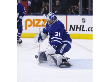Toronto Maple Leafs Frederik Andersen G (31) makes a save during the second period in Toronto on Wednesday February 27, 2019. Jack Boland/Toronto Sun/Postmedia Network