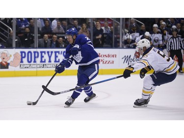 Toronto Maple Leafs Kasperi Kapanen RW (24) comes in and scores the fifth goal of the game during the third period in Toronto on Monday February 25, 2019. Jack Boland/Toronto Sun/Postmedia Network