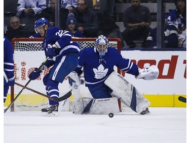 Toronto Maple Leafs Frederik Andersen G (31) sees the loose puck during the first period in Toronto on Monday February 25, 2019. Jack Boland/Toronto Sun/Postmedia Network