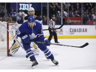 Toronto Maple Leafs Frederik Gauthier C (33) wheels of the front of the net during the first period in Toronto on Monday February 25, 2019. Jack Boland/Toronto Sun/Postmedia Network