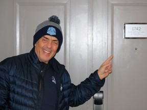 Mike Wilson at the John Lennon and Yoko Ono room at the Queen Elizabeth Hotel in Montreal.