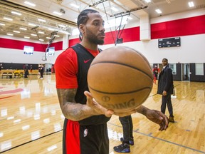 Raptors’ Kawhi Leonard is treating Friday’s game against his former team, the San Antonio Spurs, as though it’s just like “any other game.” The superstar led the Spurs to a championship and two Finals appearances. (ERNEST DOROSZUK/TORONTO SUN)