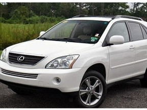Durham Regional Police are looking for two men and a stolen 2006 white Lexus SUV RX400H with Ontario marker BJLH365, similar to the vehicle seen here, after a carjacking in Ajax on Tuesday, Feb. 12, 2019. (police handout)