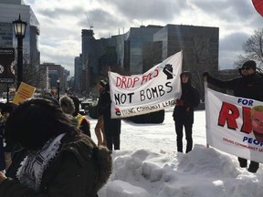 Student protesters are pictured at Queen's Park on Tuesday. (Brian Lilley, Toronto Sun)