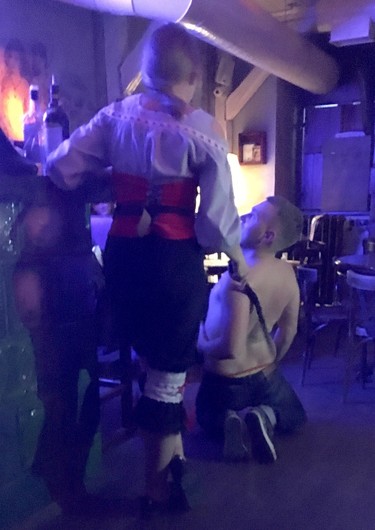While dining at the Masoch Café in Lviv, Ukraine, scantily clad servers may invite guests to get on your knees to be lightly whipped. (Chris Doucette/Toronto Sun/Postmedia Network)