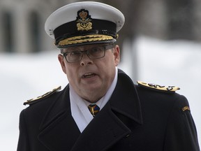 Vice-Admiral Mark Norman makes his way to the courthouse in Ottawa, Wednesday, Jan. 30, 2019. (THE CANADIAN PRESS/Adrian Wyld)