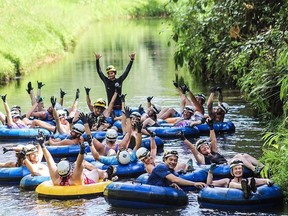 Kauai Backcountry Adventures uses abandoned sugar plantation  
irrigation ditches for its mountain tubing excursions. (Courtesy of Kauai Backcountry Adventures)