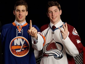 First overall draft pick, John Tavares of the New York Islanders and third overall draft pick, Matt Duchene of the Colorado Avalanche pose for a portrait during the 2009 NHL Entry Draft at the Bell Centre on June 26, 2009 in Montreal  (JAMIE SQUIRE/Getty Images files)