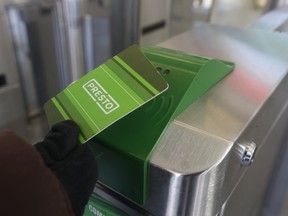 A Presto card turnstile on the TTC. (Jack Boland/Toronto Sun)