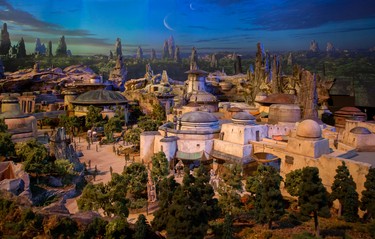 Black Spire Outpost is the name of the village inside of Star Wars: Galaxy’s Edge, opening in summer 2019 at Disneyland Resort in California and fall 2019 at Walt Disney World Resort in Florida. The village is closely associated with the geological formations that surround it. As the largest settlement on the planet Batuu, Black Spire Outpost is an infamous stop for traders, adventurers and smugglers traveling around the Outer Rim and Wild Space. (Joshua Sudock/Disney Parks)