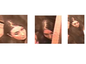 Durham Regional Police released images of a woman sought in a Whitby street fight that left a man with serious injuries. on Dec. 23. (Durgham Regional Police photo)