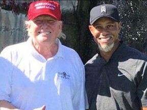 Tiger Woods playing golf with U.S. President-elect Donald Trump. TWITTER PHOTO