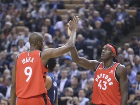 One of Serge Ibaka (left) or Pascal Siakam will likely be moving to the Raptors'  second unit with the arrival of veteran centre Marc Gasol. Veronica Henri/Toronto Sun