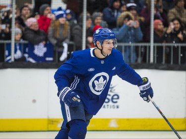 Toronto Maple Leafs Zach Hyman on the ice during the 2019 Toronto Maple Leafs Outdoor Practice at Nathan Phillips Square in Toronto, Ont. on Thursday February 7, 2019. Ernest Doroszuk/Toronto Sun/Postmedia