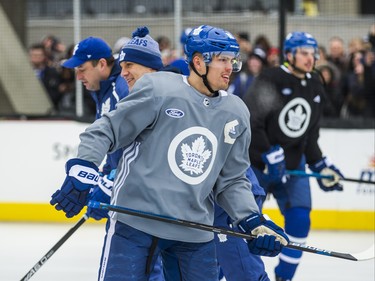 Toronto Maple Leafs Andreas Johnsson on the ice during the 2019 Toronto Maple Leafs Outdoor Practice at Nathan Phillips Square in Toronto, Ont. on Thursday February 7, 2019. Ernest Doroszuk/Toronto Sun/Postmedia