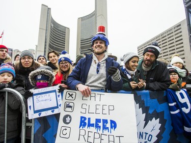 Leafs' fans taking in the 2019 Toronto Maple Leafs Outdoor Practice at Nathan Phillips Square in Toronto, Ont. on Thursday February 7, 2019. Ernest Doroszuk/Toronto Sun/Postmedia