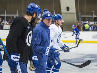 Toronto Maple Leafs head coach Mike Babcock on the ice during the 2019 Toronto Maple Leafs Outdoor Practice at Nathan Phillips Square in Toronto, Ont. on Thursday February 7, 2019. Ernest Doroszuk/Toronto Sun/Postmedia