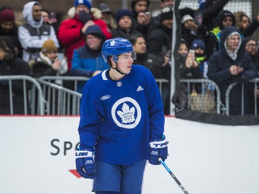 Toronto Maple Leafs Mitchell Marner on the ice during the 2019 Toronto Maple Leafs Outdoor Practice at Nathan Phillips Square in Toronto, Ont. on Thursday February 7, 2019. Ernest Doroszuk/Toronto Sun/Postmedia
