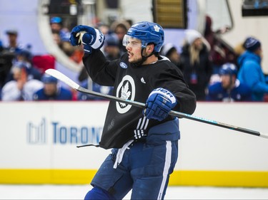 Toronto Maple Leafs Auston Matthews on the ice during the 2019 Toronto Maple Leafs Outdoor Practice at Nathan Phillips Square in Toronto, Ont. on Thursday February 7, 2019. Ernest Doroszuk/Toronto Sun/Postmedia