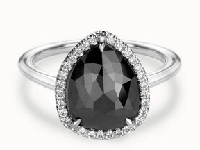 The Black Stallion ring features a 3.02 ct. jet-black diamond, bordered by the finest of sparkly white halos; $6,400.