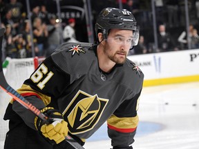 Mark Stone of the Vegas Golden Knights warms up before a game against the Dallas Stars at T-Mobile Arena on February 26, 2019 in Las Vegas, Nevada.  (Photo by Ethan Miller/Getty Images)