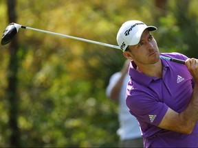 Canada's Nick Taylor plays his shot from the 15th tee during the second round of The Players Championship on The Stadium Course at TPC Sawgrass on March 15, 2019 in Ponte Vedra Beach, Florida. (Gregory Shamus/Getty Images)