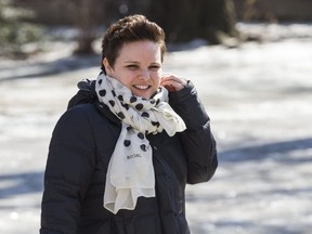 Melissa Styles is pictured outside Osgoode Hall on Tuesday. Her husband, Const. Garrett Styles, was killed when a young driver rolled a van the constable had pulled over. The driver is appealing his murder conviction. (Craig Robertson, Toronto Sun)