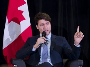 Prime Minister Justin Trudeau participates in an armchair discussion at the Prospectors & Developers Association of Canada Convention in Toronto on Tuesday, March 5, 2019. (THE CANADIAN PRESS/Christopher Katsarov)