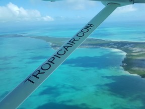 The view from a prop plane on the short hop over from Belize City to San Pedro on Ambergris Caye. (Dave Hilson)