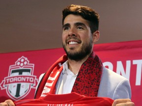 Toronto FC introduces new Designated Player Alejandro Pozuelo on Monday. DAVE ABEL/Toronto Sun