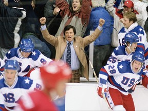 Kurt Russell plays Herb Brooks, the legendary coach of the 1980 U.S. Olympic hockey team, in the Disney movie Miracle.