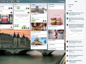 A Trello board purpose-built for an upcoming trip to Paris. Source: Trello