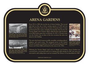 This Heritage Toronto plaque was erected in 2013 on the site of the historic Arena Gardens where Toronto’s first Stanley Cup was won.