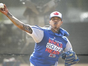 Blue Jays starting pitcher Marcus Stroman have up no runs in 5.1 inning against the Yankees in Dunedin yesterday.   Nathan Denette/The Canadian Press
