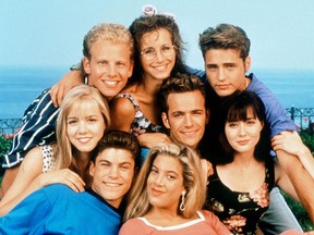The way they were. The cast of Beverly Hills 90210 during the 1990s salad days of the show.