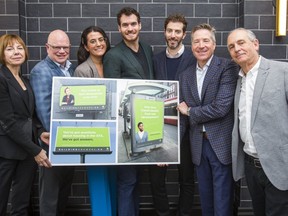 (from left) Cheryl Shindruk, chair of BILD and Executive VP of Geramium; David Wilkes, president and CEO of BILD; Romina Cortellucci, design and sales for Cortel Group; Pete Cortellucci, VP of Cortel Group; Jared Menkes, executive VP of High-Rise Residential Division at Menkes; Niall Haggart, executive VP of The Daniels Corporation; and Stephen Diamond, president and CEO of Diamond Corp. Group attended a building and land development industry roundtable held at Maverick Social Club in Toronto on Friday, March 29, 2019. (Ernest Doroszuk/Toronto Sun/Postmedia)