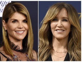 Stars Lori Loughlin, left,  and Felicity Huffman along with 38 others have been busted in a college admissions bribery scam.
