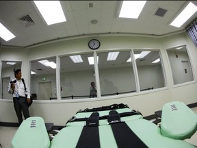 The execution room at San Quentin. California has issued a moratorium on the death penalty.