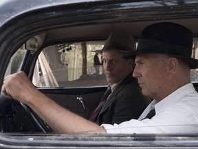 Woody Harrelson, left, and Kevin Costner play the lawmen who hunted down outlaws Bonnie Parker and Clyde Barrow in “The Highwaymen.” (Hilary B. Gayle/SMPSP, Netflix)
