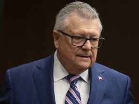 Public Safety and Emergency Preparedness Minister Ralph Goodale waits to appear before the Public Safety and National Security committee, in Ottawa, Monday, Feb. 25, 2019.
