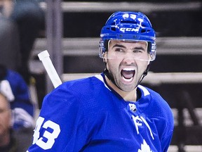 Toronto Maple Leafs centre Nazem Kadri  reacts after scoring a goal on Jan. 23, 2019. (NATHAN DENETTE/The Canadian Press files)