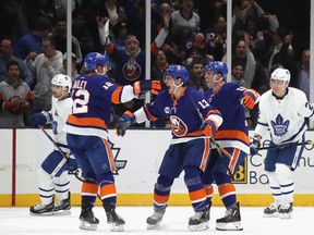 Along with a sharp Islanders team, the Leafs had to contend with a loud, hostile crowd during Thursday’s 6-1 drubbing in Uniondale, N.Y. It was the kind of atmosphere they’ll have to get used to once the playoffs start. (Getty images)