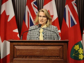 Community Safety Minister Sylvia Jones speaks to media at Queen's Park on Monday, March 4 2019