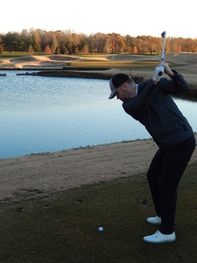 Scott Lindsay tees it up at Grandover Golf Resort in North Carolina. (KEVIN HANN)