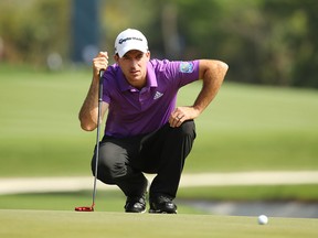 Nick Taylor of Canada looks over a putt on the 14th green during the second round of The PLAYERS Championship on The Stadium Course at TPC Sawgrass on March 15, 2019 in Ponte Vedra Beach, Florida. (Gregory Shamus/Getty Images)