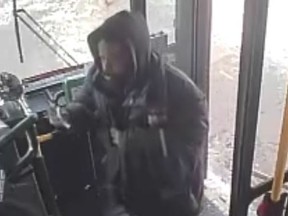 An image released by Toronto Police of a suspect in an alleged sex assault on a TTC bus on Feb. 28.